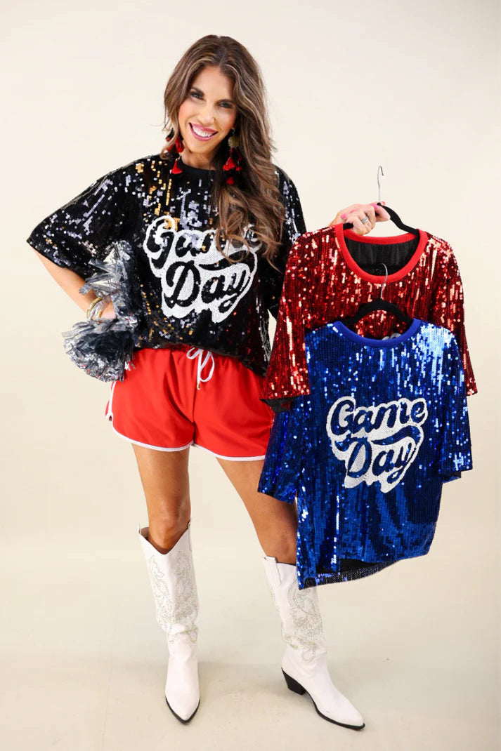 Sequin Game Day Top - 3 Color Options