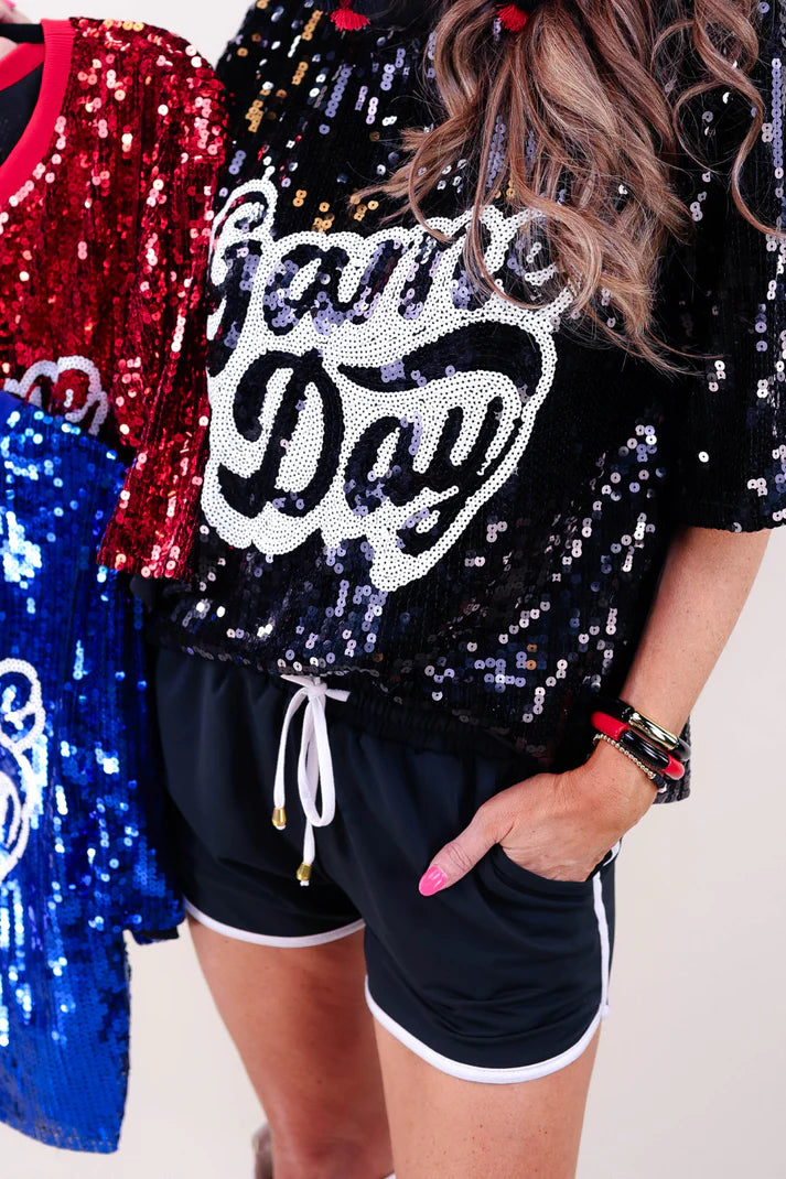 Sequin Game Day Top - 3 Color Options