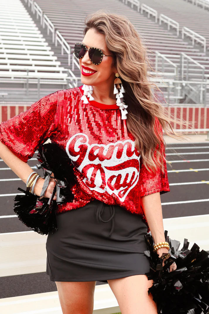 Sequin Game Day Top - 3 Color Options