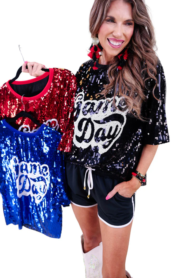 Sequin Game Day Top - 3 Color Options