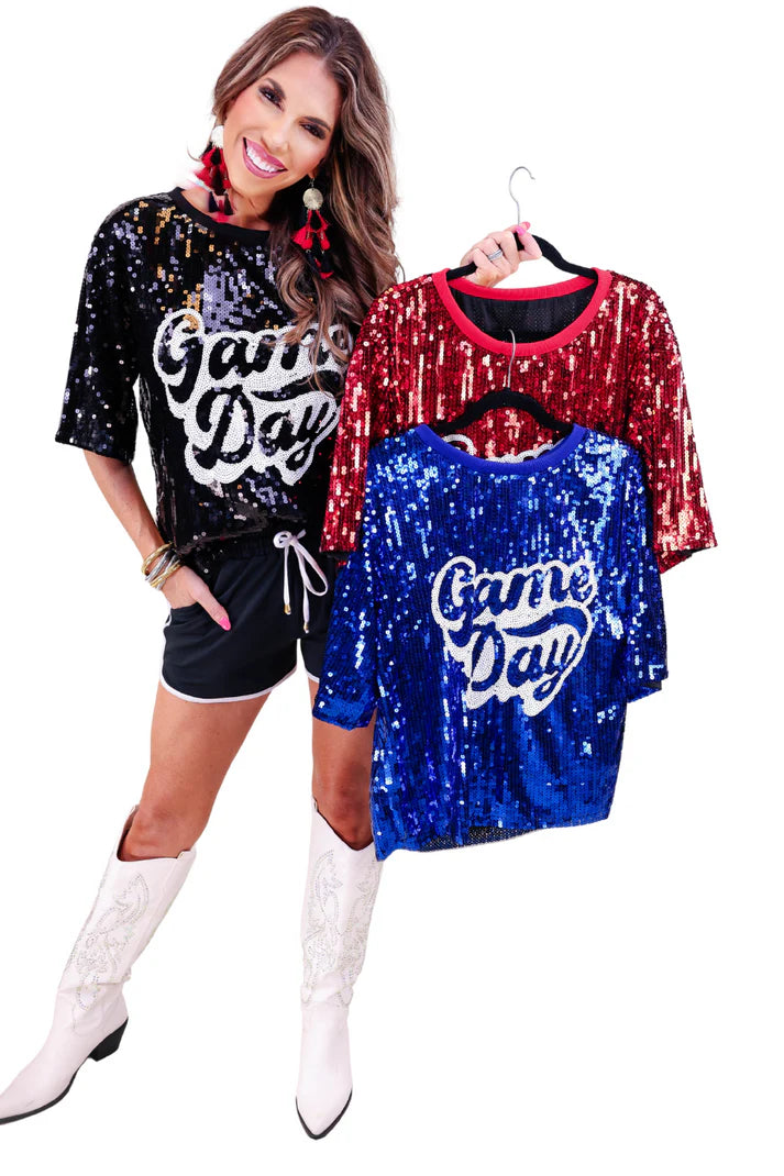 Sequin Game Day Top - 3 Color Options