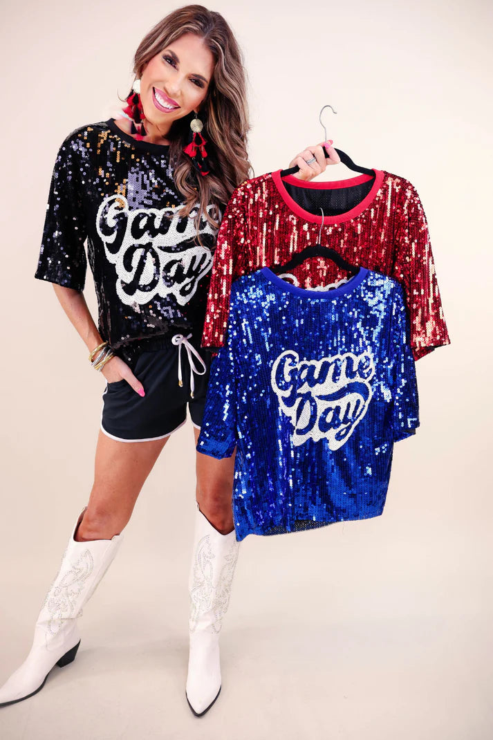 Sequin Game Day Top - 3 Color Options