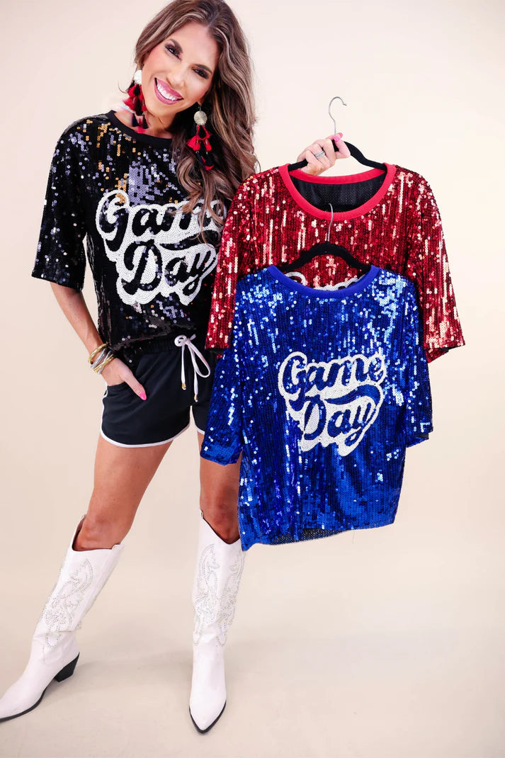 Sequin Game Day Top - 3 Color Options