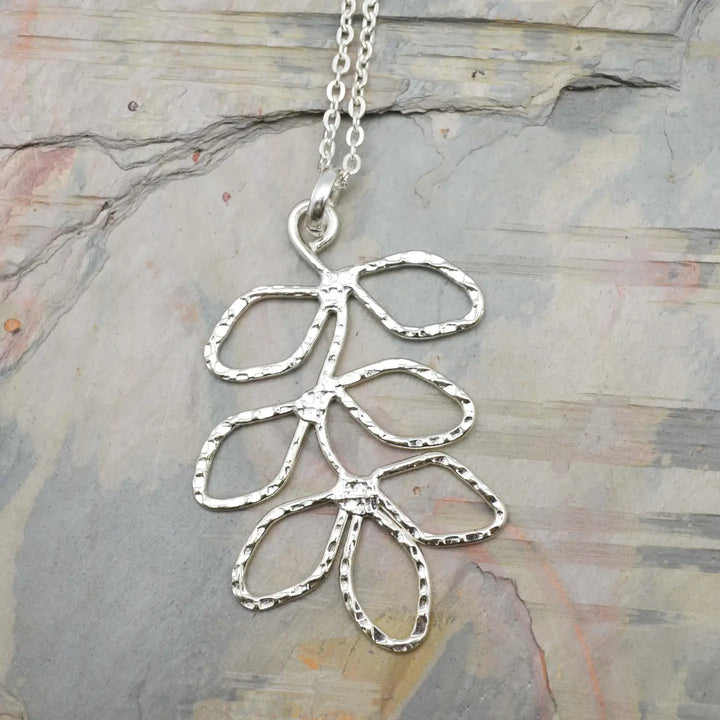 Leafy Branch Silver Plated Pendant Necklace