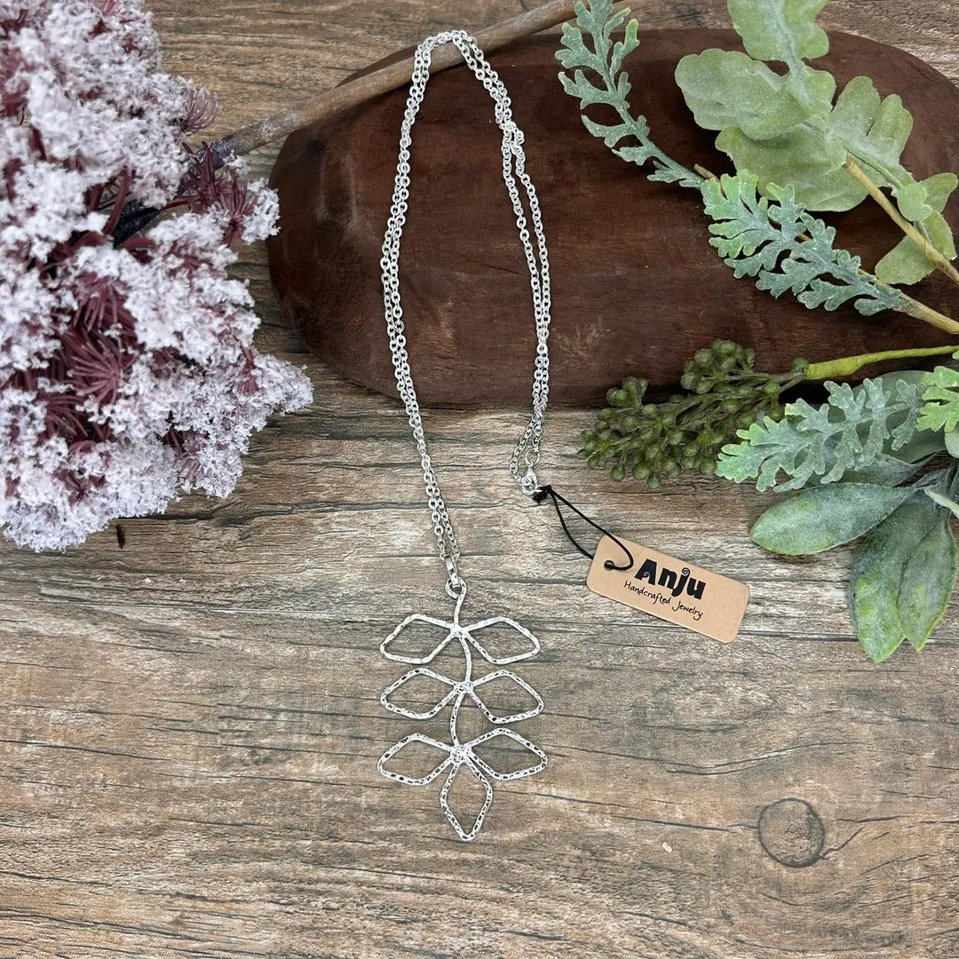 Leafy Branch Silver Plated Pendant Necklace