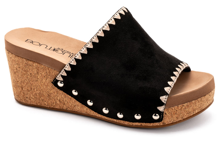 Faux Suede Wedge w/Stitch Detail - 2 Color Options