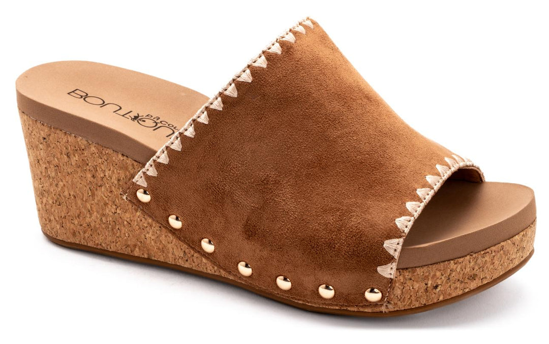 Faux Suede Wedge w/Stitch Detail - 2 Color Options