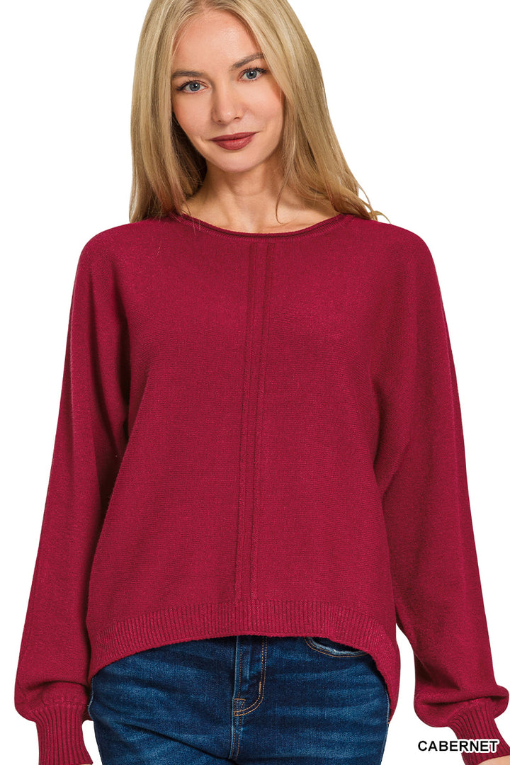 Front Seam Round Neck Sweater - 2 Color Options