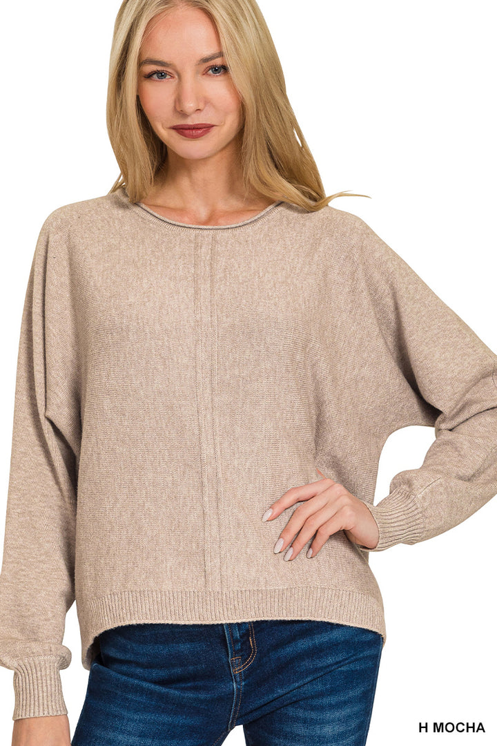Front Seam Round Neck Sweater - 2 Color Options