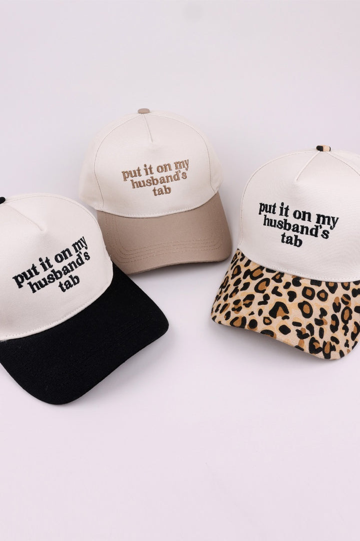 Two Tone "Put It On My Husband's Tab" Hat - 9 Color Options