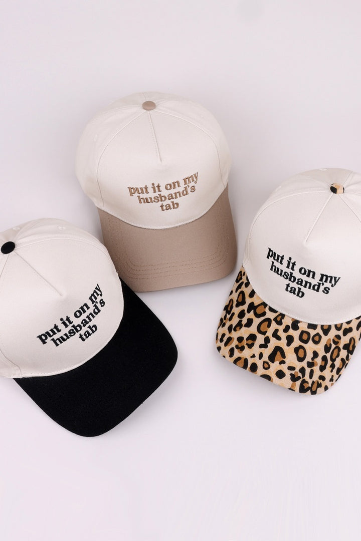 Two Tone "Put It On My Husband's Tab" Hat - 9 Color Options