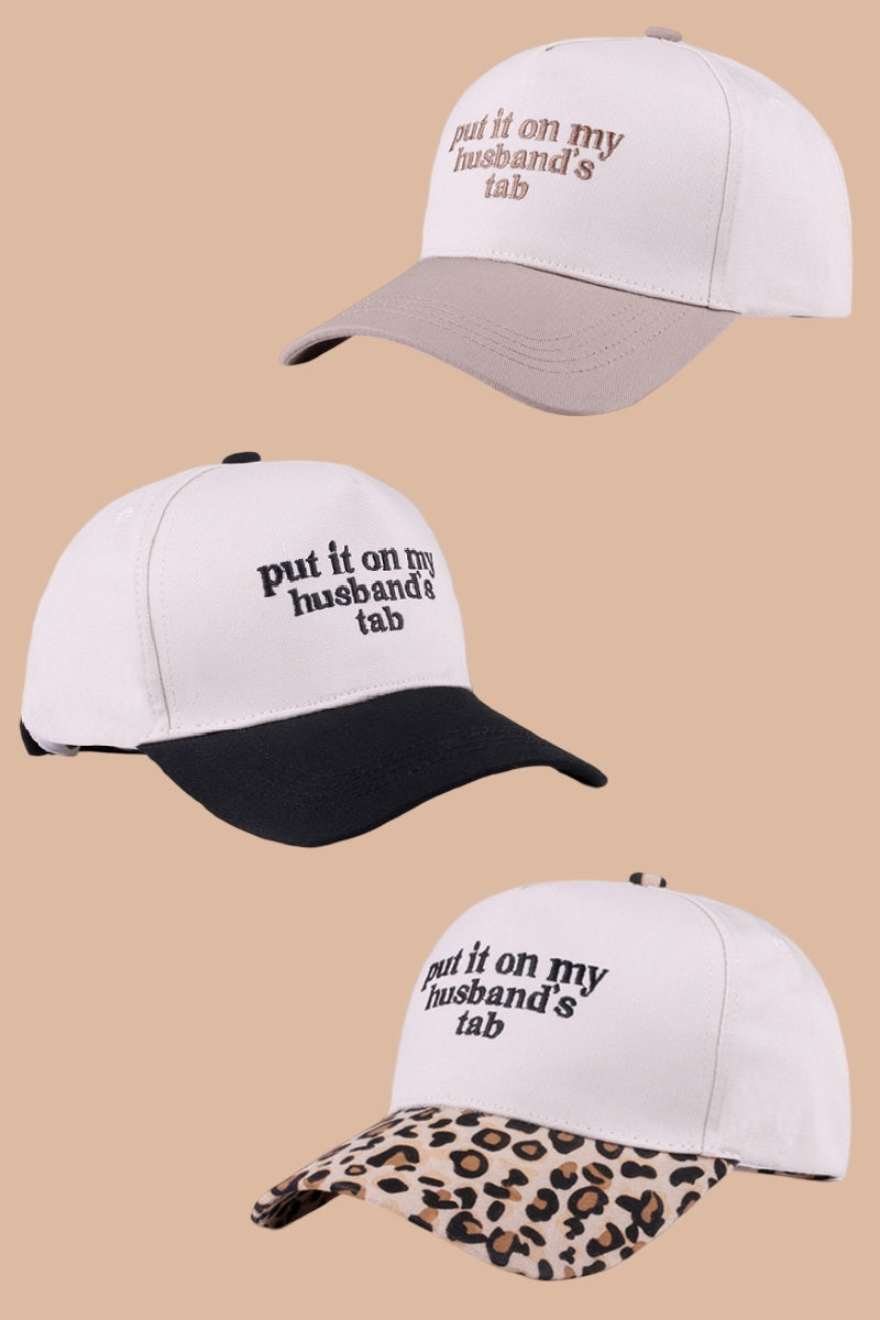 Two Tone "Put It On My Husband's Tab" Hat - 9 Color Options