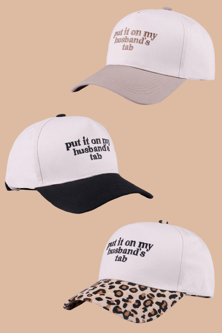 Two Tone "Put It On My Husband's Tab" Hat - 9 Color Options