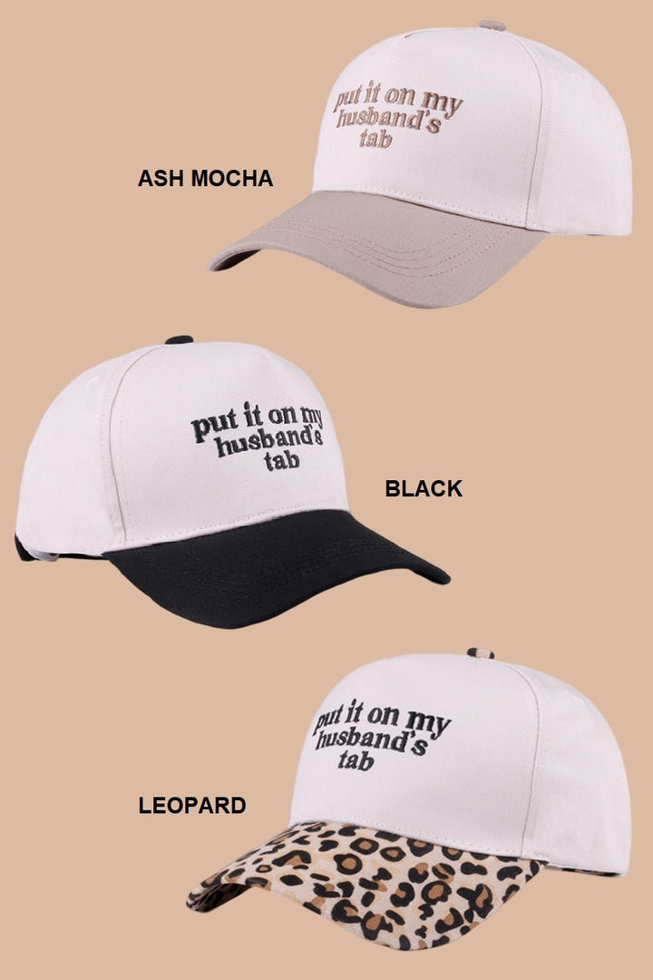 Two Tone "Put It On My Husband's Tab" Hat - 9 Color Options