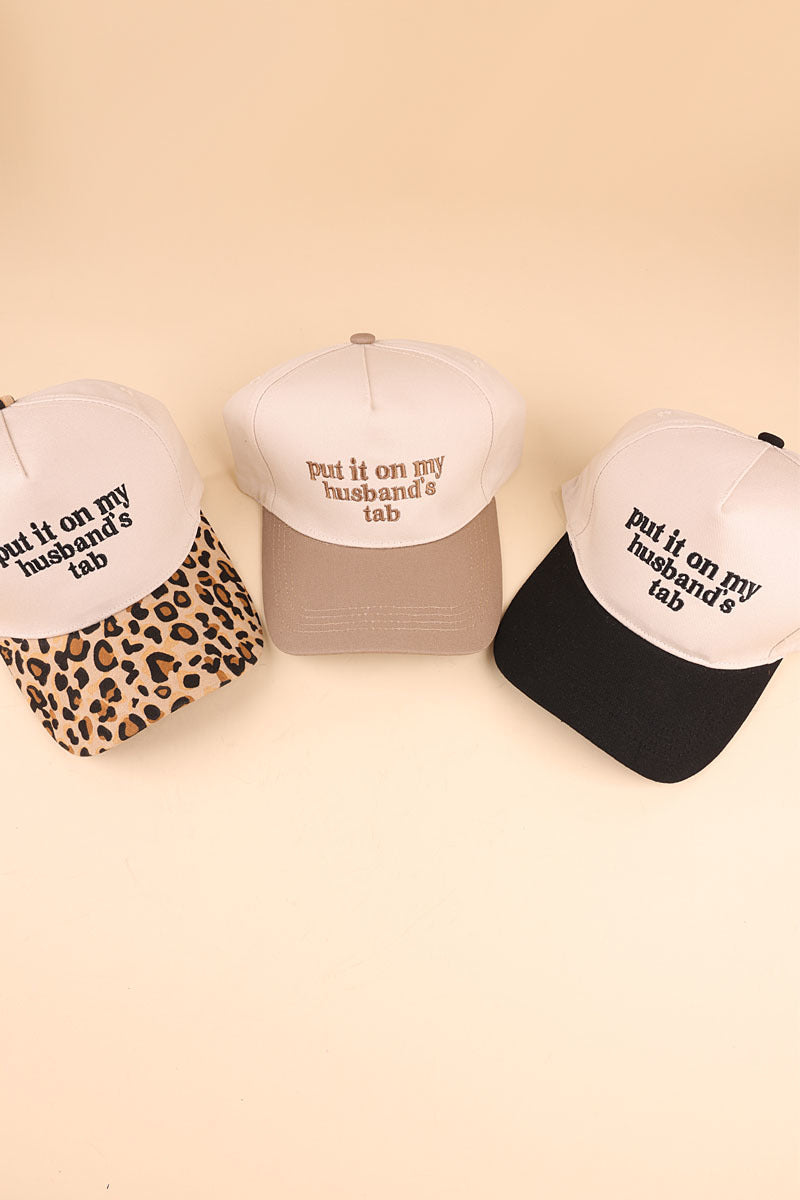 Two Tone "Put It On My Husband's Tab" Hat - 9 Color Options
