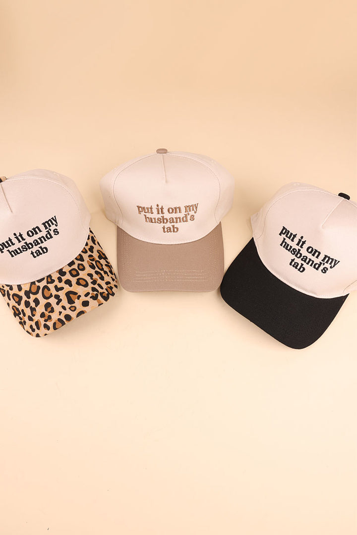 Two Tone "Put It On My Husband's Tab" Hat - 9 Color Options