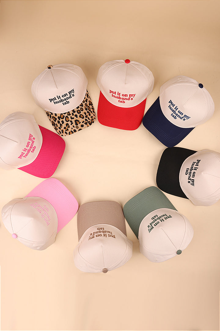 Two Tone "Put It On My Husband's Tab" Hat - 9 Color Options