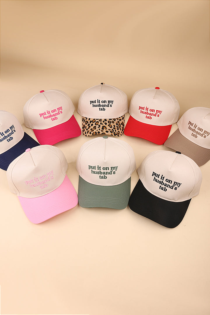 Two Tone "Put It On My Husband's Tab" Hat - 9 Color Options