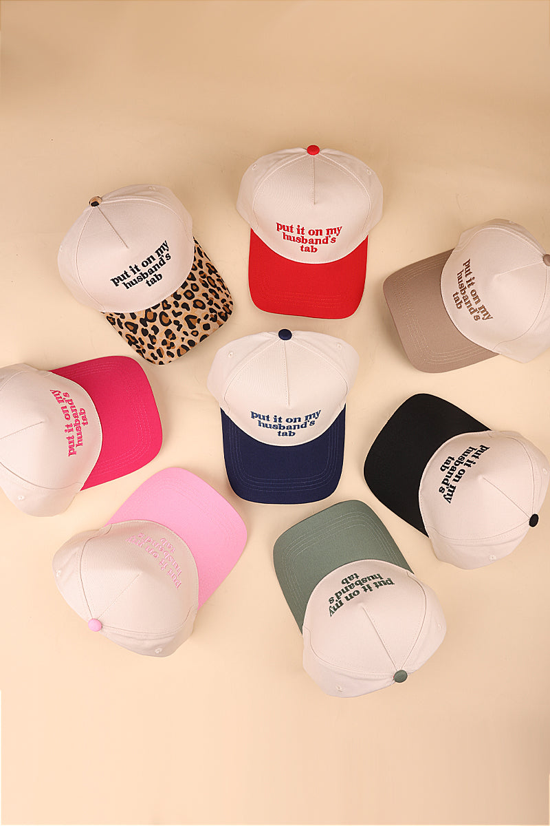 Two Tone "Put It On My Husband's Tab" Hat - 9 Color Options