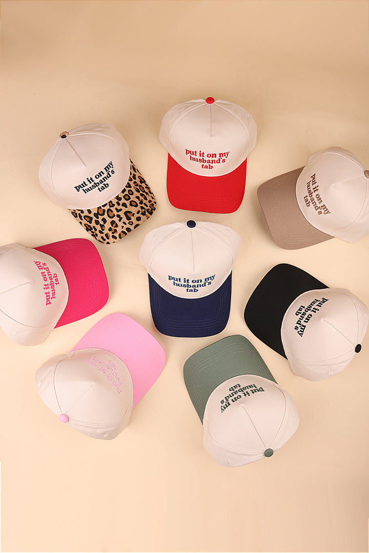 Two Tone "Put It On My Husband's Tab" Hat - 9 Color Options
