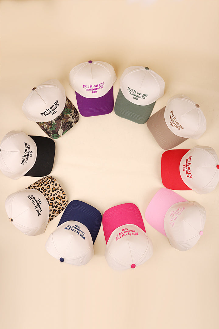 Two Tone "Put It On My Husband's Tab" Hat - 9 Color Options