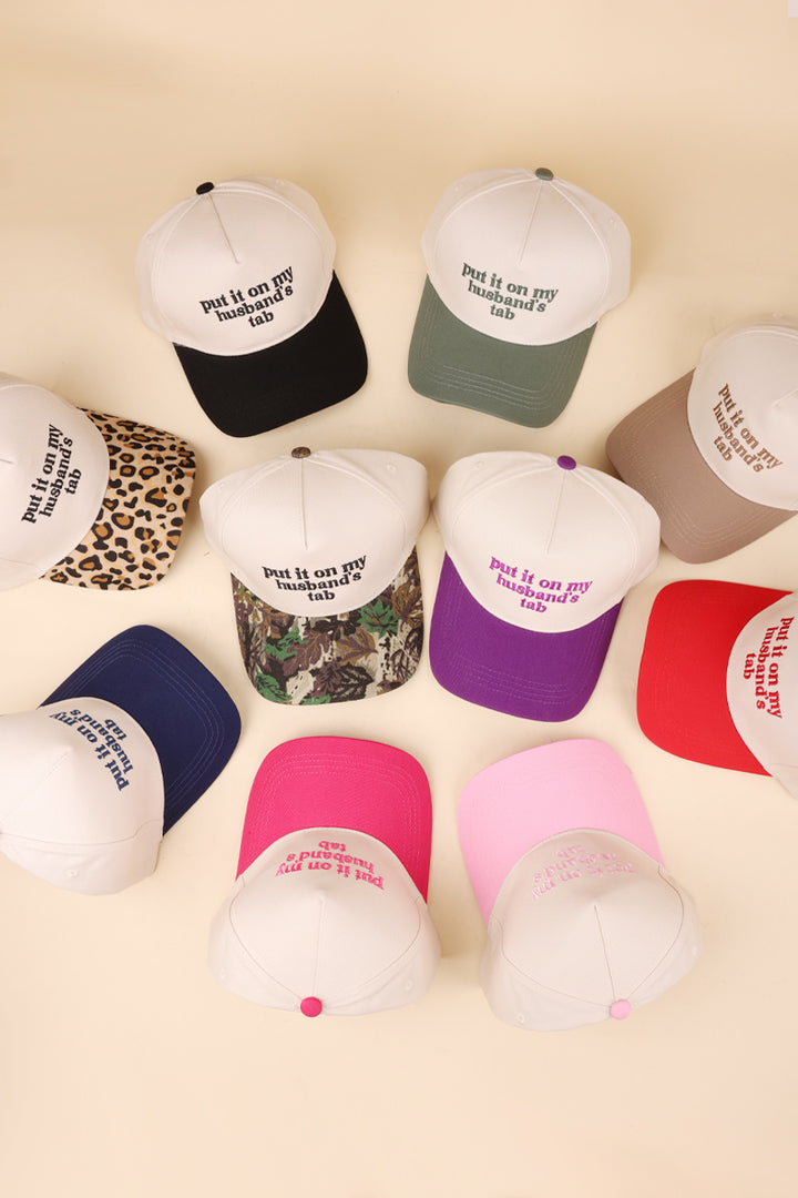 Two Tone "Put It On My Husband's Tab" Hat - 9 Color Options