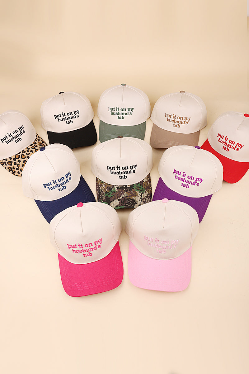 Two Tone "Put It On My Husband's Tab" Hat - 9 Color Options