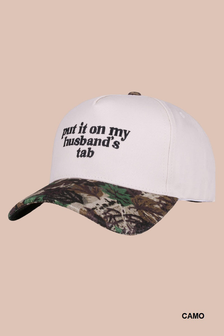 Two Tone "Put It On My Husband's Tab" Hat - 9 Color Options