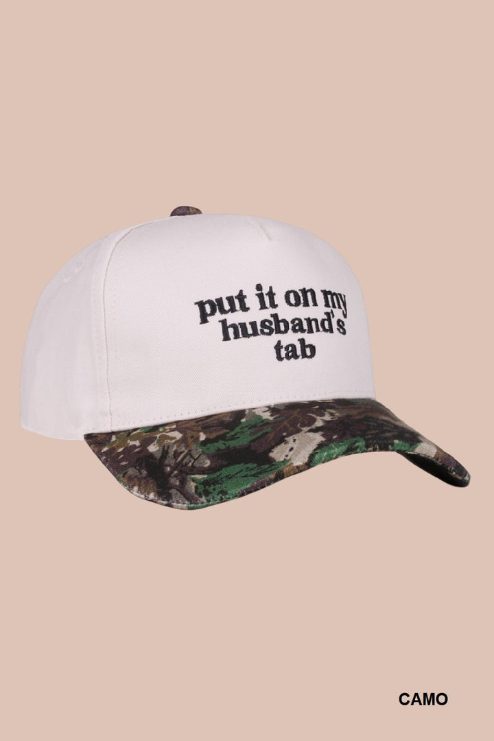 Two Tone "Put It On My Husband's Tab" Hat - 9 Color Options