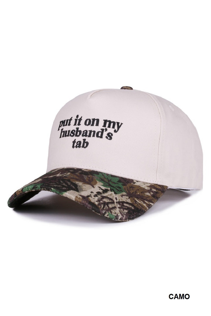 Two Tone "Put It On My Husband's Tab" Hat - 9 Color Options
