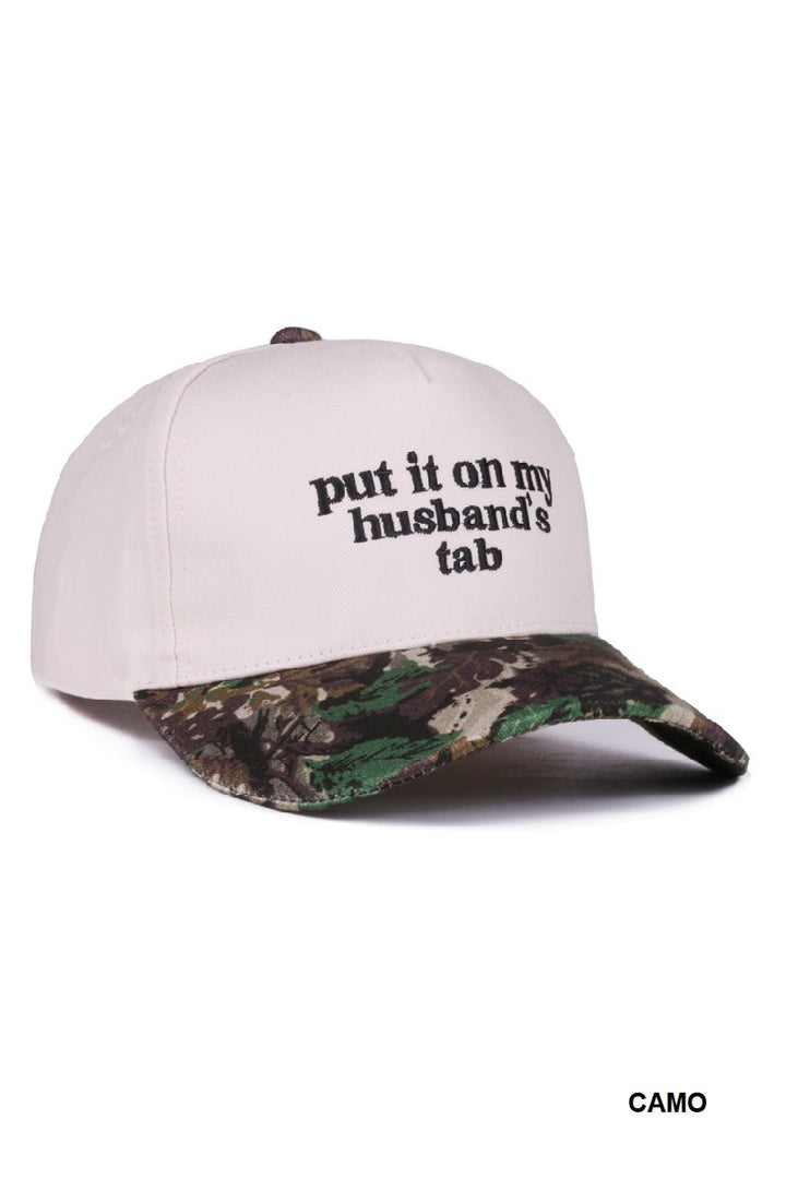 Two Tone "Put It On My Husband's Tab" Hat - 9 Color Options