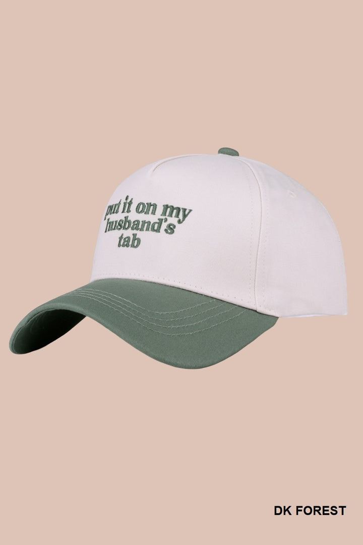 Two Tone "Put It On My Husband's Tab" Hat - 9 Color Options