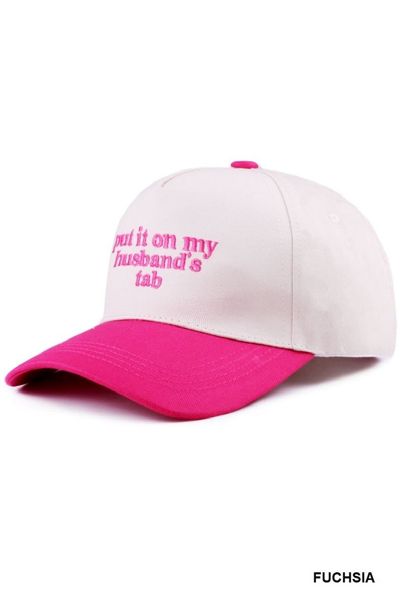 Two Tone "Put It On My Husband's Tab" Hat - 9 Color Options