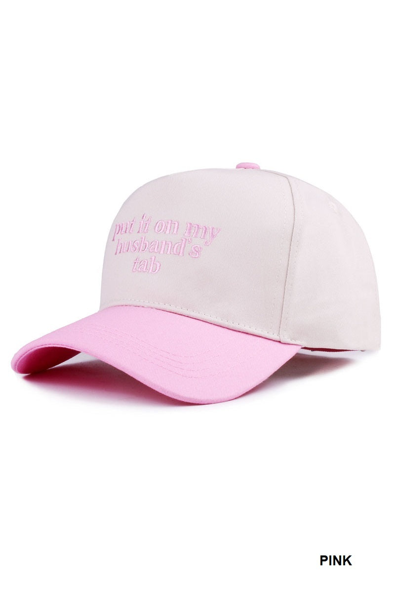 Two Tone "Put It On My Husband's Tab" Hat - 9 Color Options