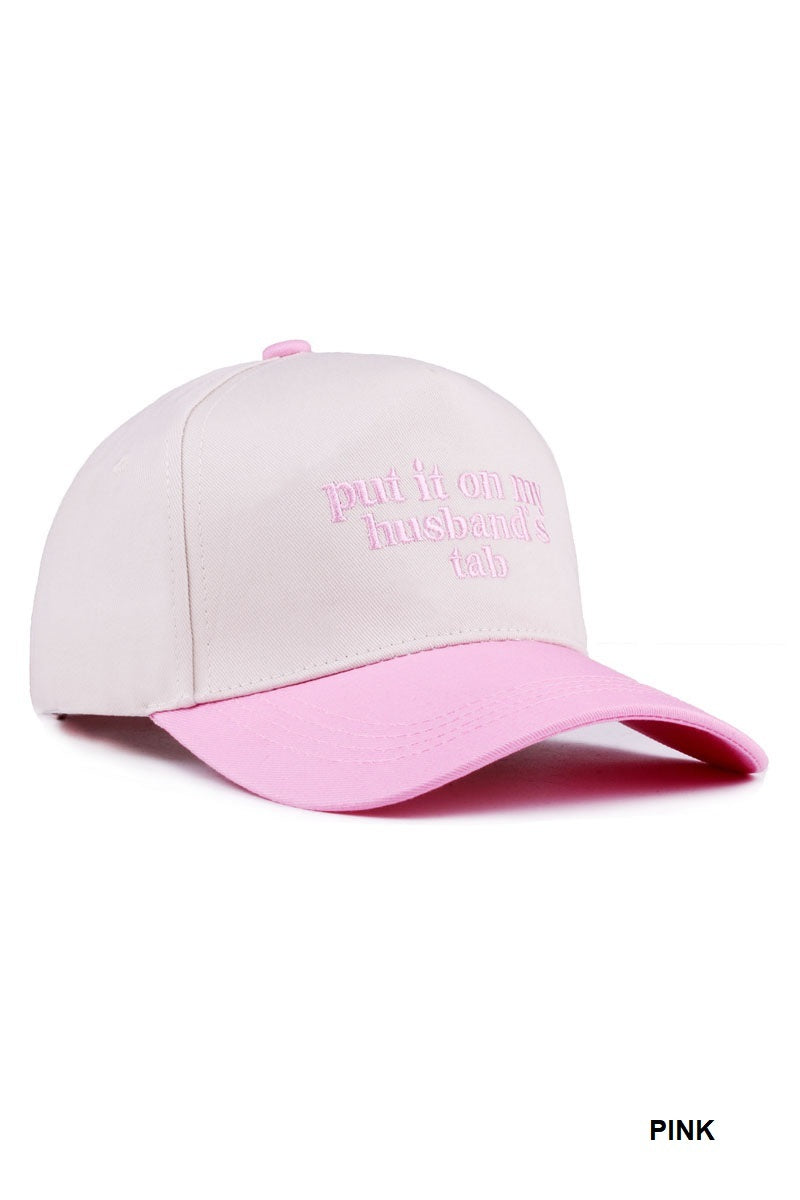 Two Tone "Put It On My Husband's Tab" Hat - 9 Color Options
