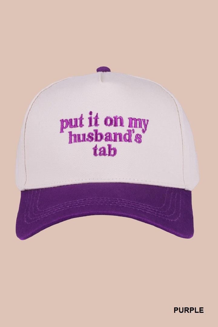 Two Tone "Put It On My Husband's Tab" Hat - 9 Color Options