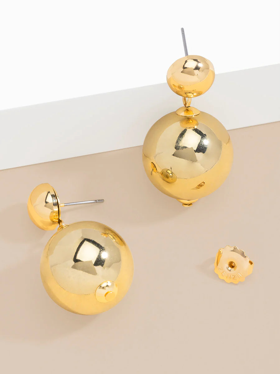 12mm Metal Bead Drop Earring Jewelry - 2 Color Options