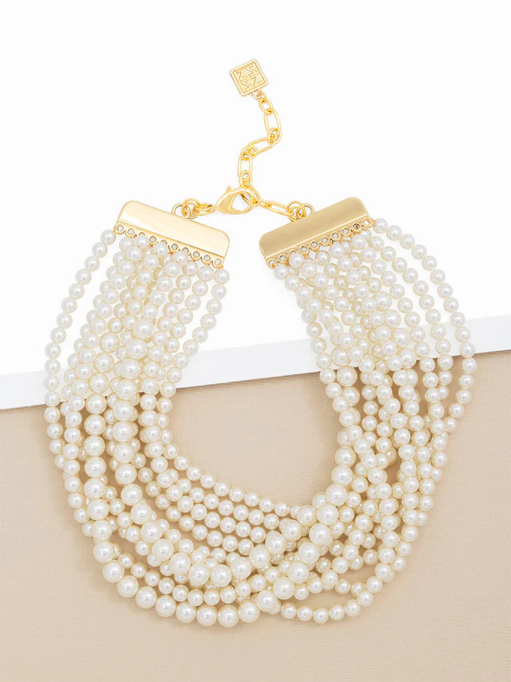 10 Strand Small Pearl Collar Necklace