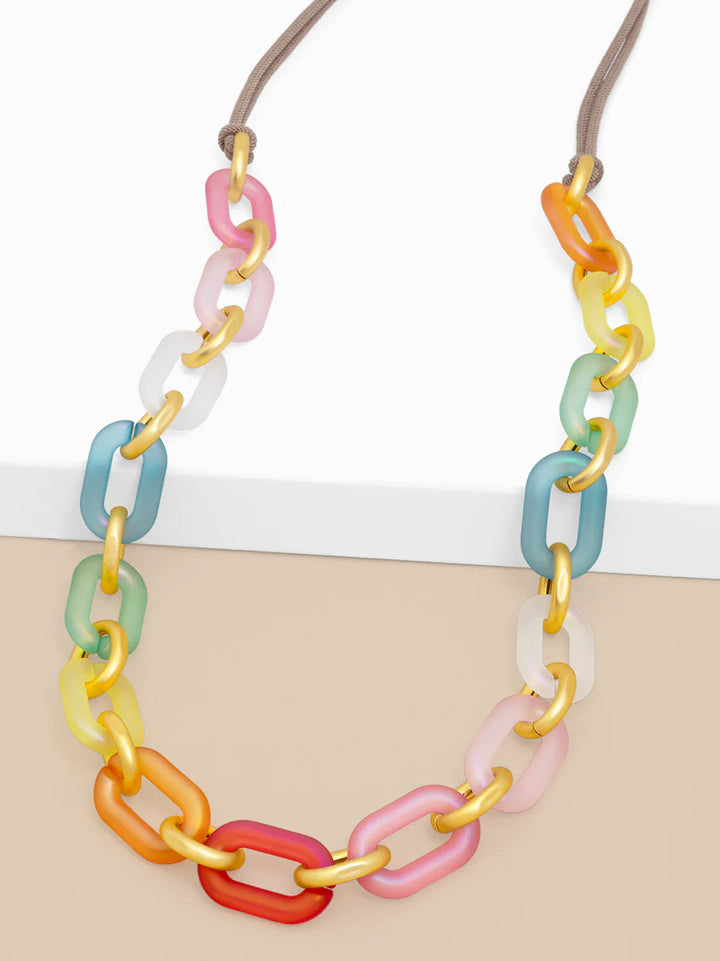 Multi-Color Resin Oval Links Long Necklace