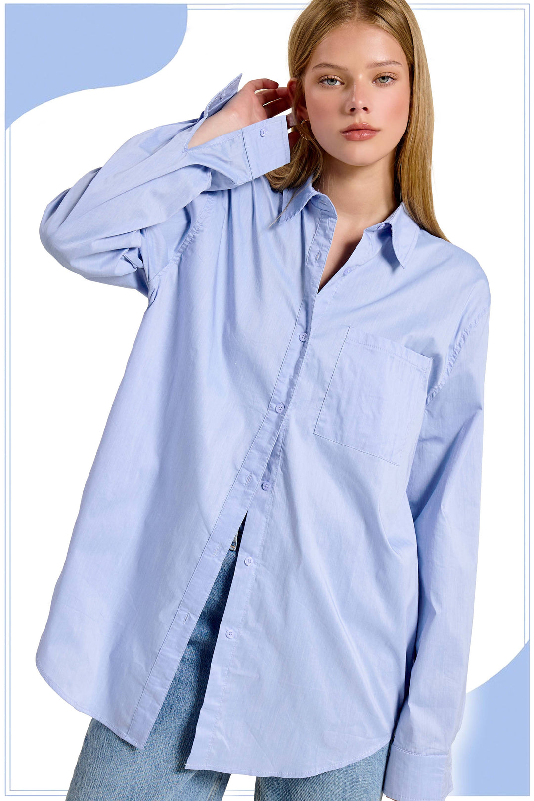 Classic Collared Button Down Poplin Shirts - 2 Color Options