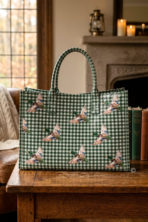 Mallard Marshland Green Gingham Vinyl Tote©