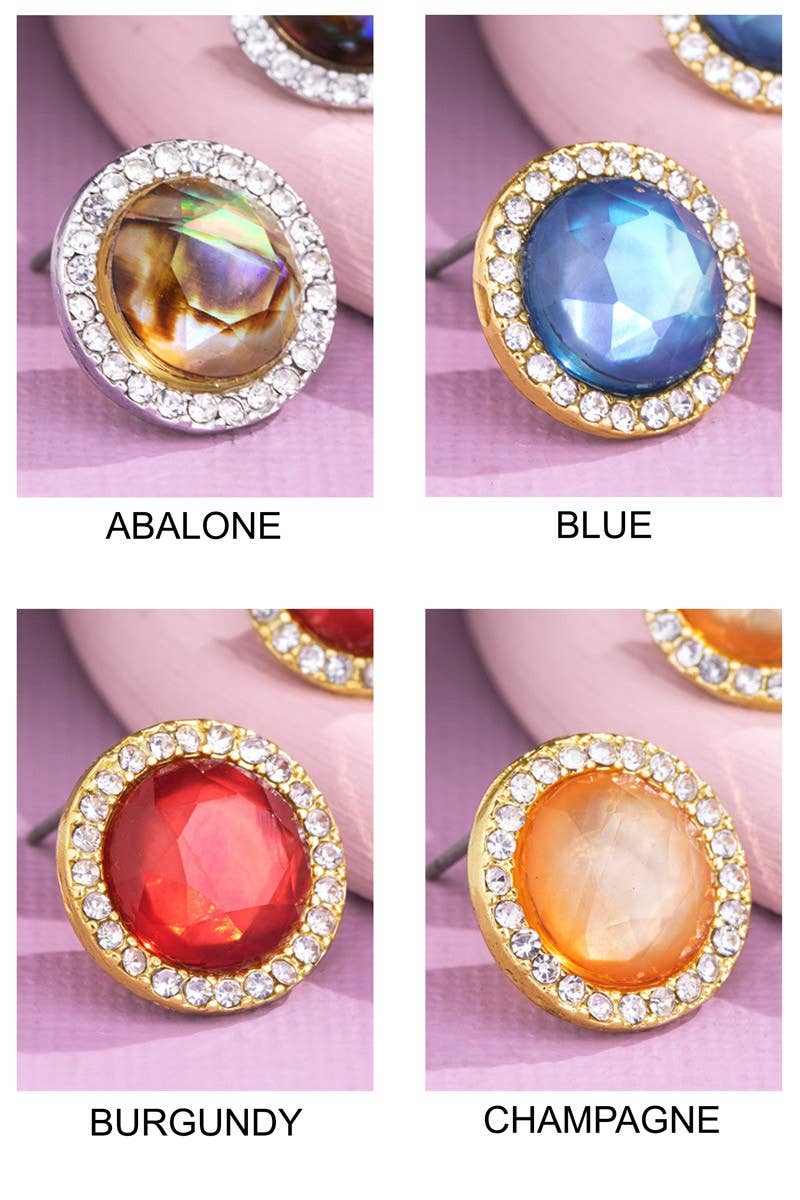 Round Rhinestone Stud Earrings