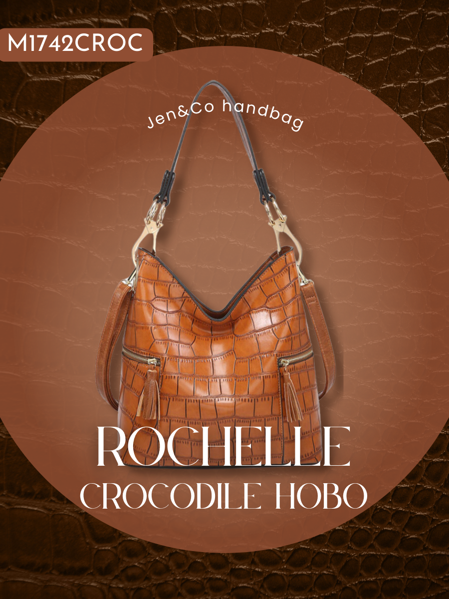 M1742CROC Rochelle Crocodile Print Hobo Bag
