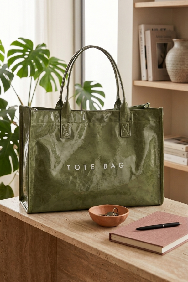 Green Large Capacity Vinyl TOTE BAG