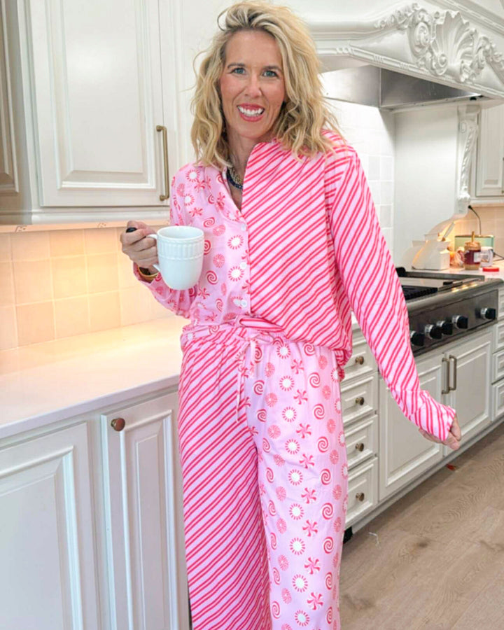 Peppermint and Stripes Wide Leg Pajama Set | SALTY WAVE *DEAL* START SHIP DATE: LATE NOV