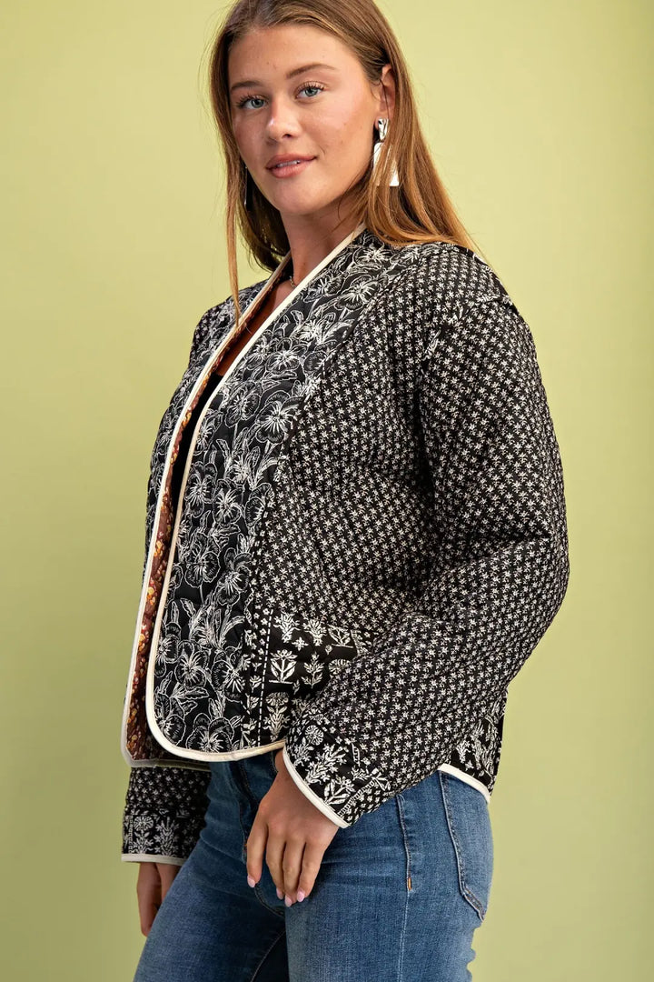 Reversible Mixed Print Quilted Jacket