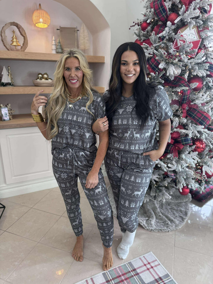 Black Reindeer Jogger Pajama Set by Salty Wave (TOP & BOTTOM) * *DEAL*