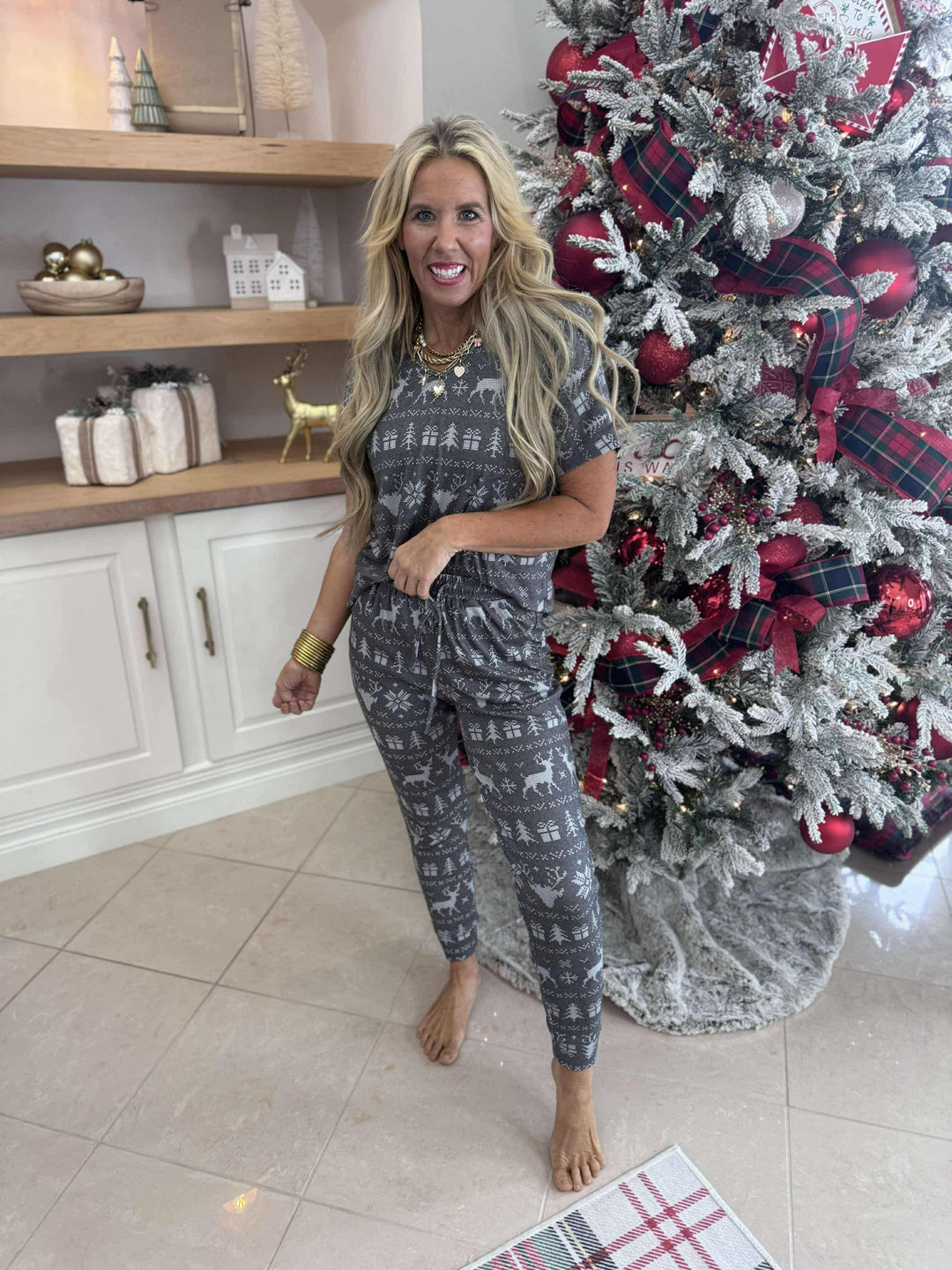 Black Reindeer Jogger Pajama Set by Salty Wave (TOP & BOTTOM) * *DEAL*