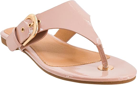 Thong Style Sandal with Gold Buckle-5 Color