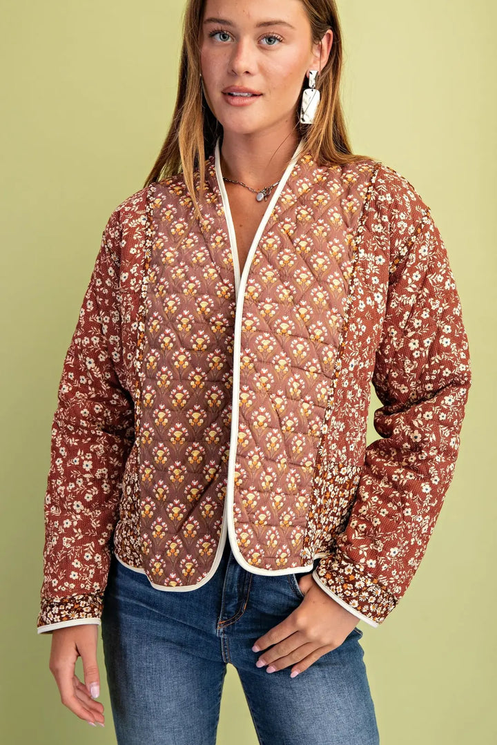 Reversible Mixed Print Quilted Jacket